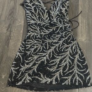 Glamorous Black and Silver Sequin Mini Dress